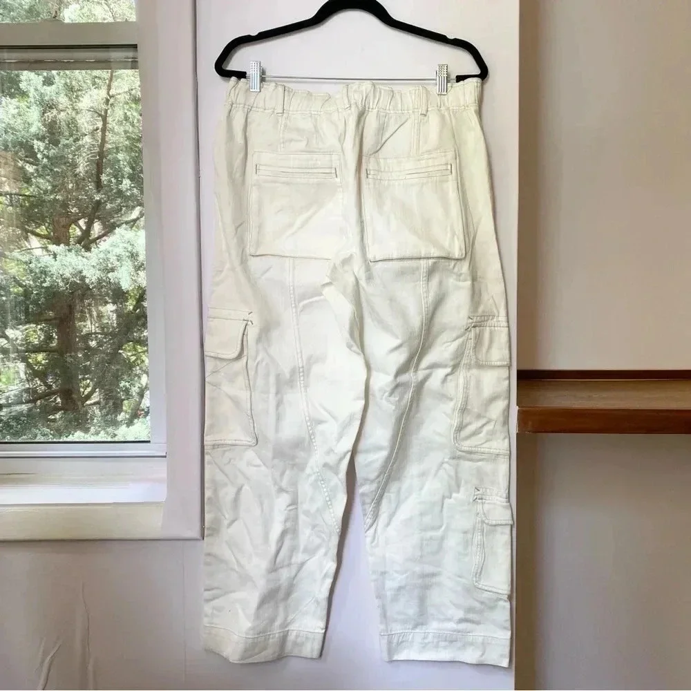 New Free People Tahiti Low-Rise Cargo Pants White Large